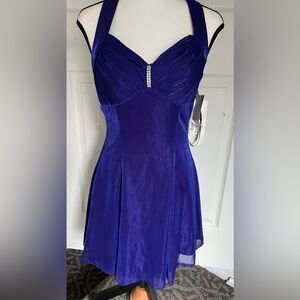 Blondie and Me evening short dress/ 5/6/lined/blue/w purple hue/made in USA